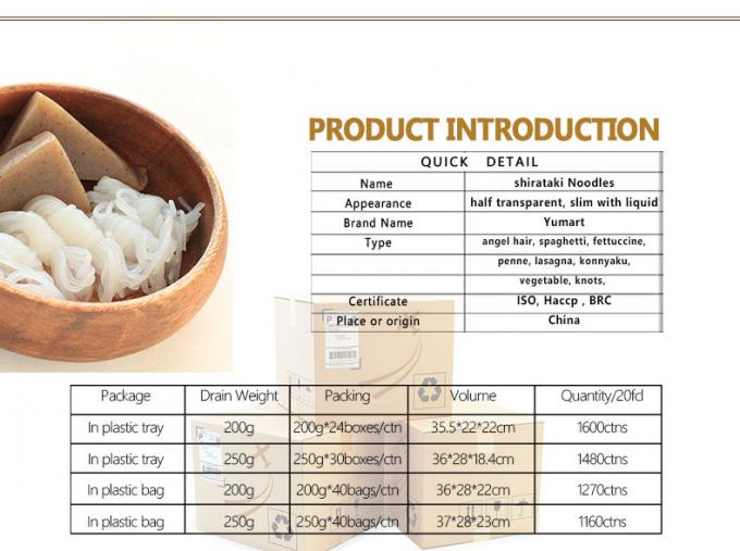 Macarronetes konjac da caloria zero e do shitataki orgânico dietético