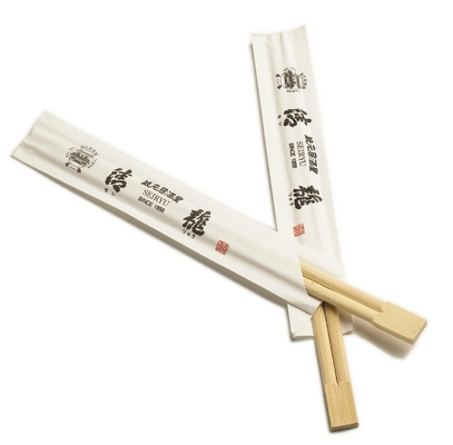 Hashis de bambu descartáveis sustentáveis japoneses com luva de papel